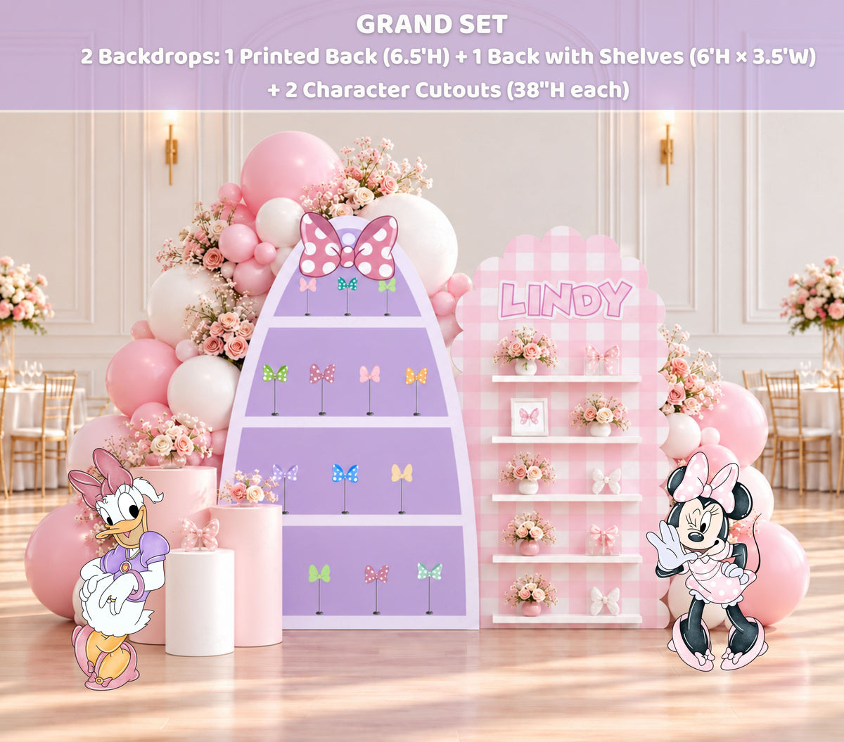 Bow-Tique Birthday Backdrop & Cutouts | Pink Bow Party Decor