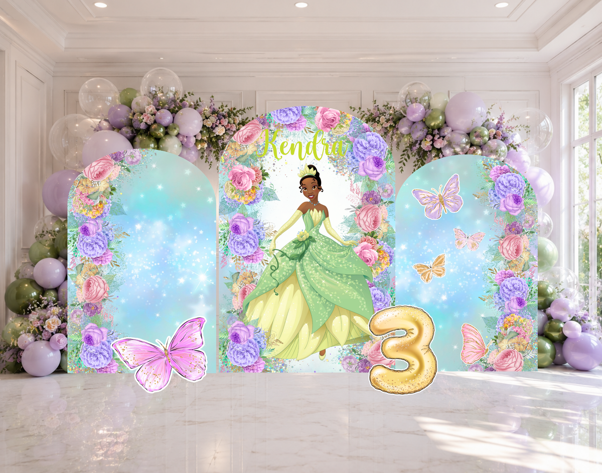 Custom Princess-Inspired Birthday Backdrop & Cutouts | Floral Fairy Party Decorations