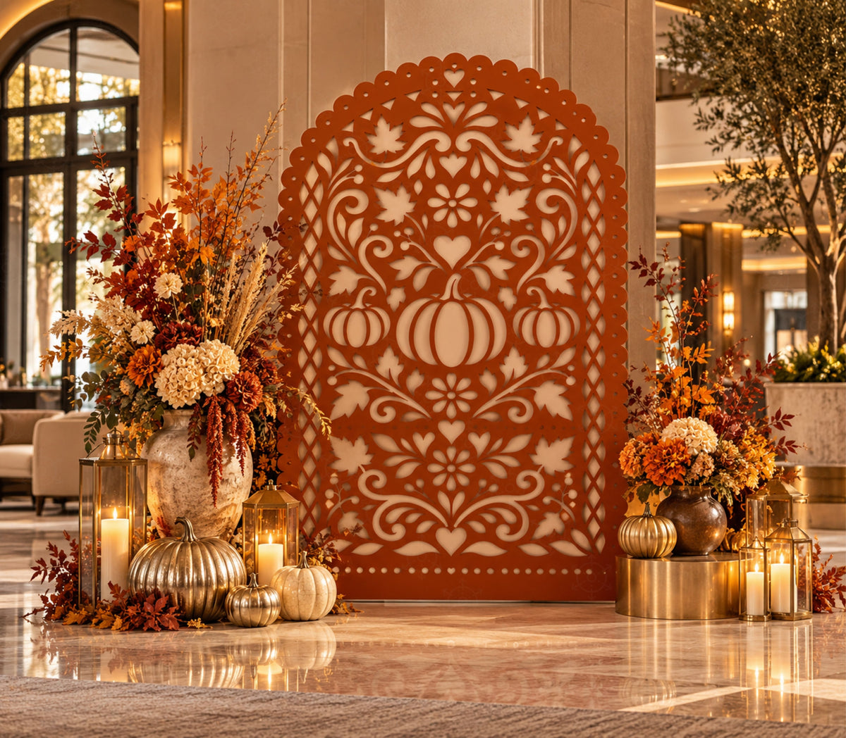 Autumn Pumpkin Birthday Backdrop | Fall Papel Picado Party Decor