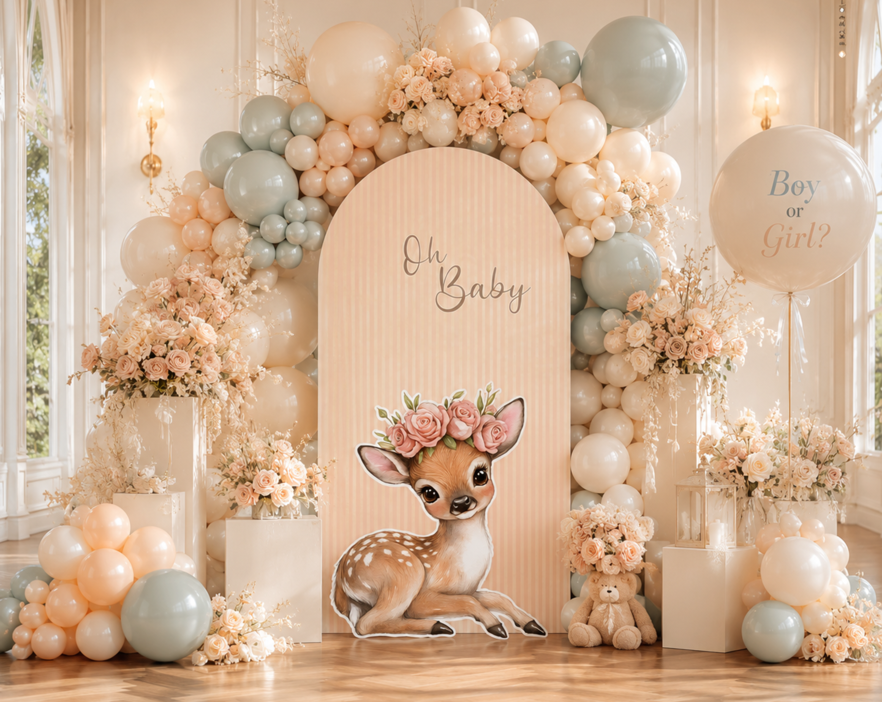 Custom Woodland Baby Shower Backdrop & Animal Cutouts | Forest First Birthday Party Decor