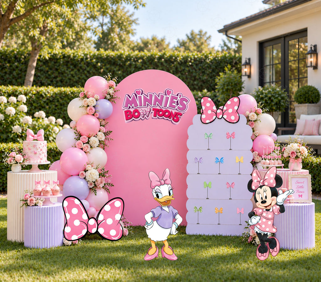 Bow-Tique Birthday Backdrop & Cutouts | Pink Bow Party Decor