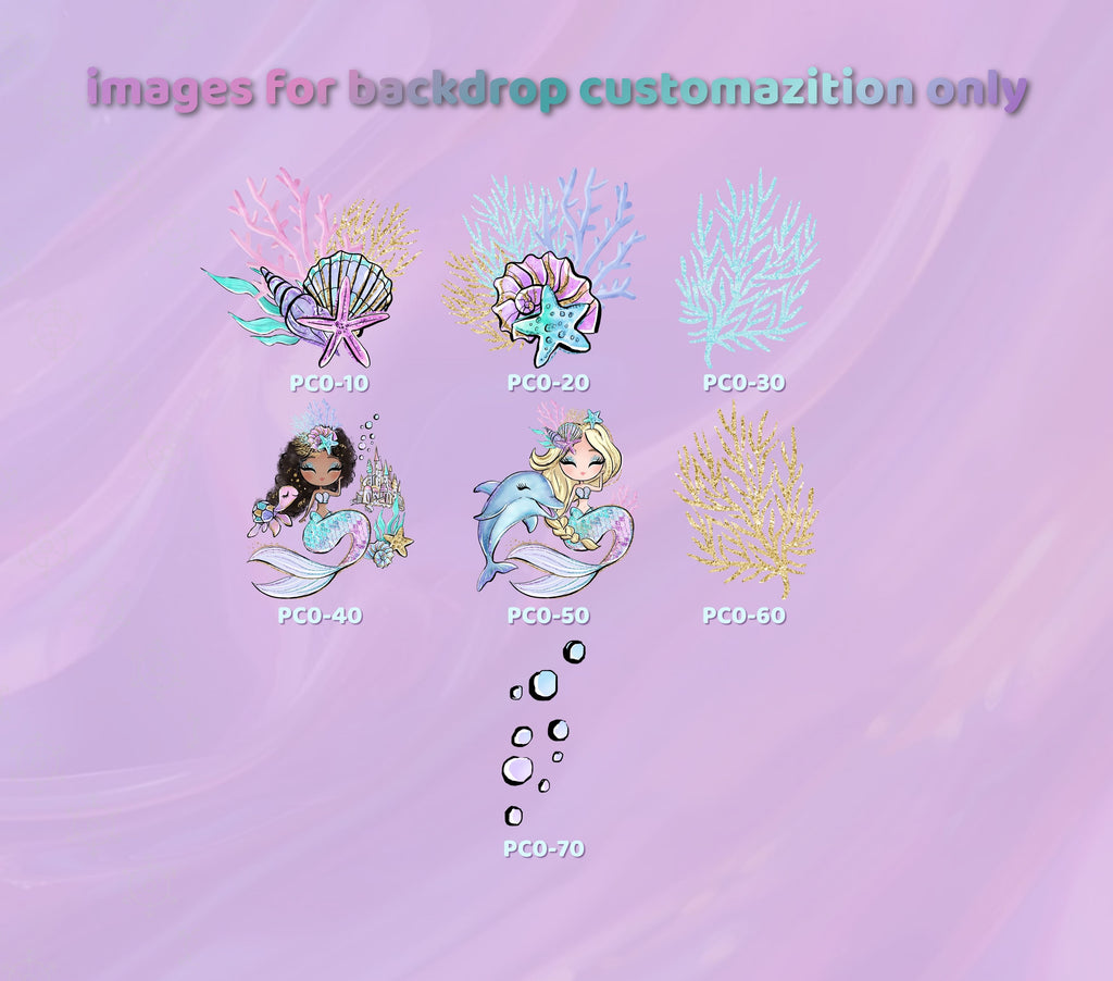 Personalized Mermaid Birthday Backdrop & Cutouts Set | Under the Sea Party Decorations