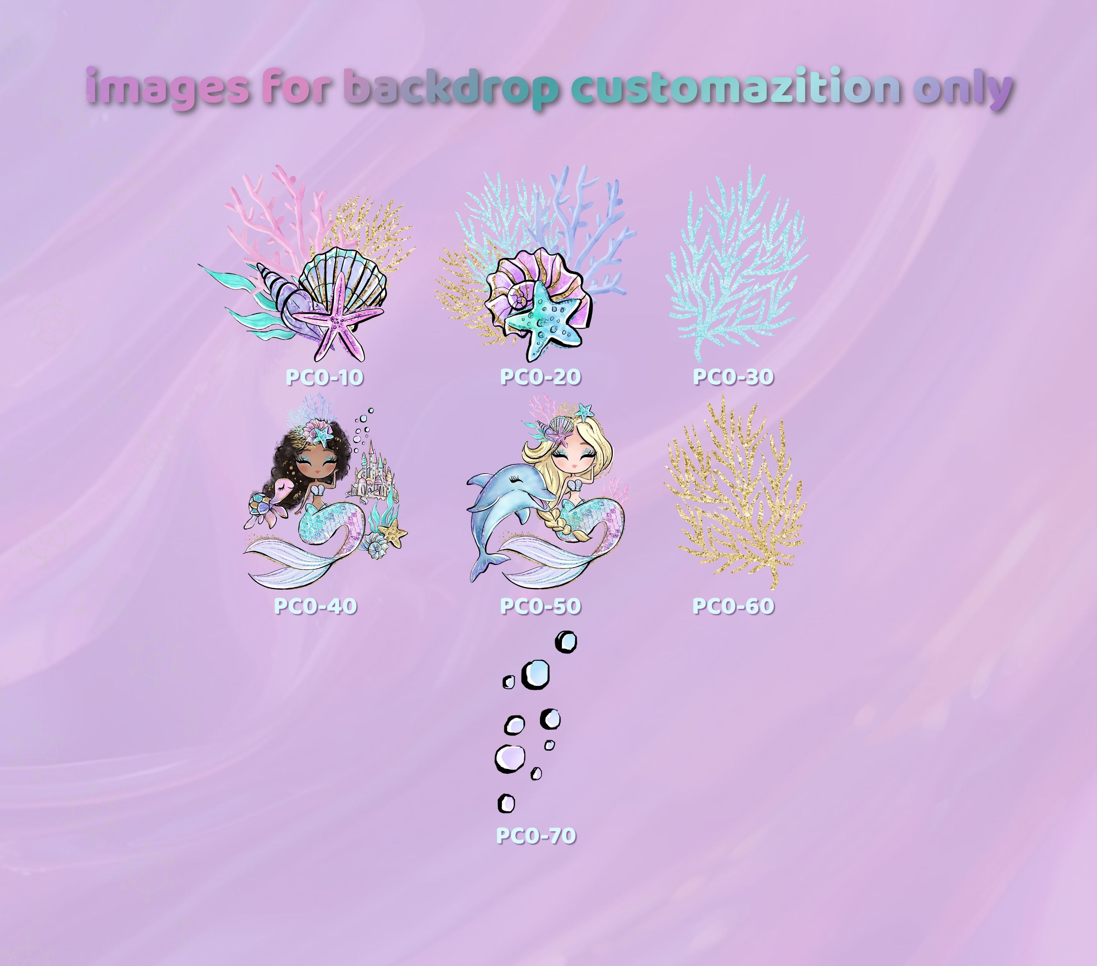 Personalized Mermaid Birthday Backdrop & Cutouts Set | Under the Sea Party Decorations