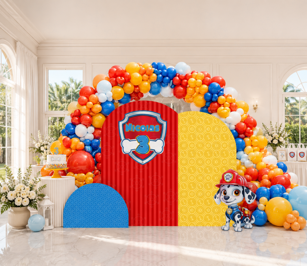 Puppy Rescue Birthday Backdrop & Cutouts | Personalized Dog Theme Kids Party Decorations