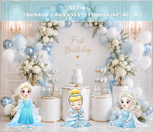 Baby Princess Birthday Backdrop & Cutouts | Personalized Royal Baby Shower Party Decorations