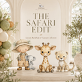 Wild One safari birthday backdrop with layered arch panels, neutral balloon garland and cute safari animal cutouts for a first birthday celebration.