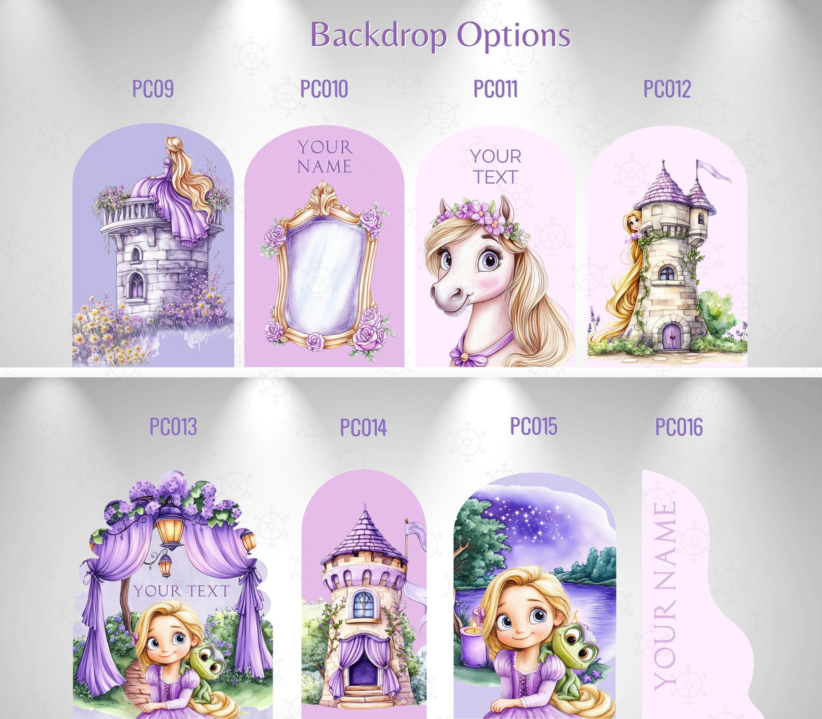 Personalized Long Hair Princess Birthday Backdrop & Cutouts Set | Fairytale Party Decorations