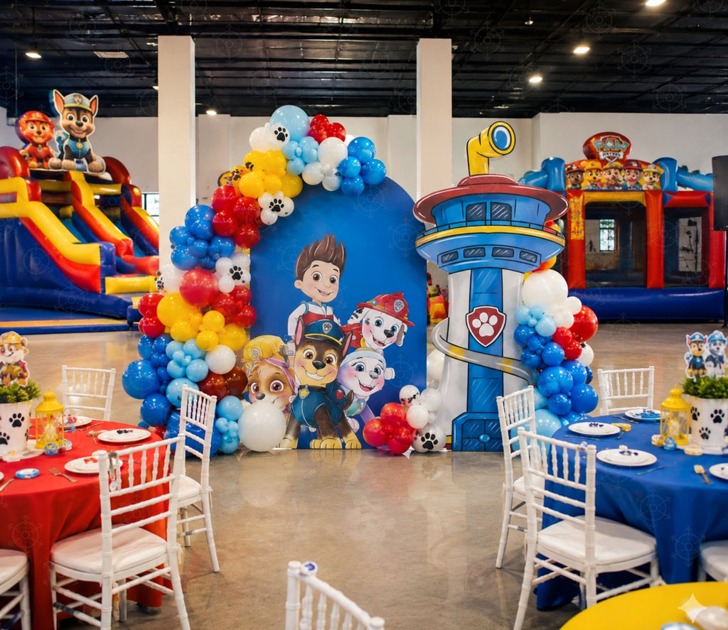 Puppy Rescue Birthday Backdrop & Cutouts | Personalized Dog Theme Kids Party Decorations