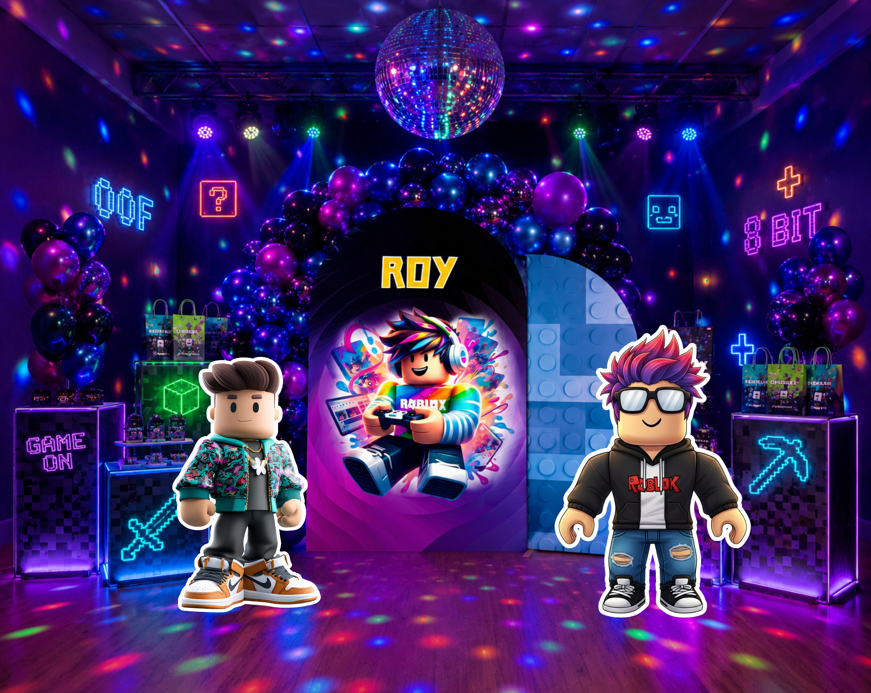 Block Game Birthday Backdrop & Cutouts | Personalized Gamer Party Decorations
