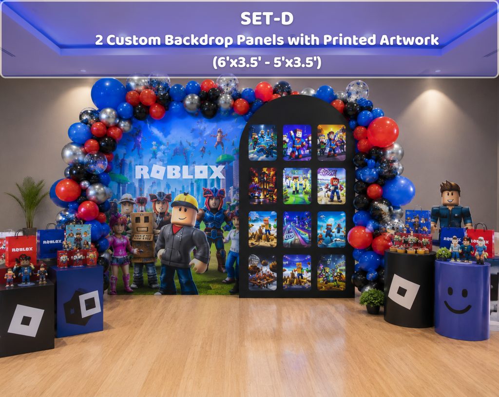 Block Game Birthday Backdrop & Cutouts | Personalized Gamer Party Decorations