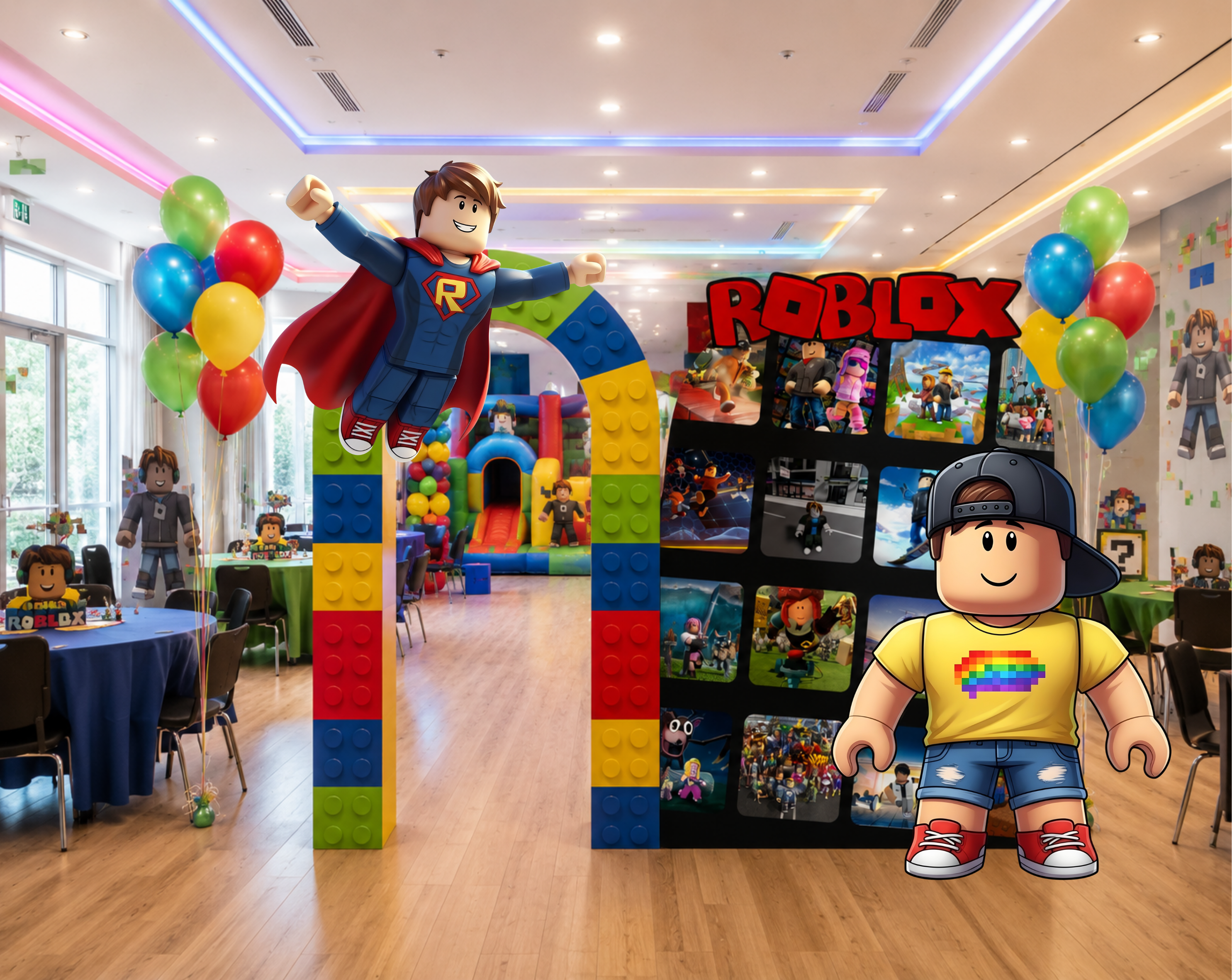 Block Game Birthday Backdrop & Cutouts | Personalized Gamer Party Decorations