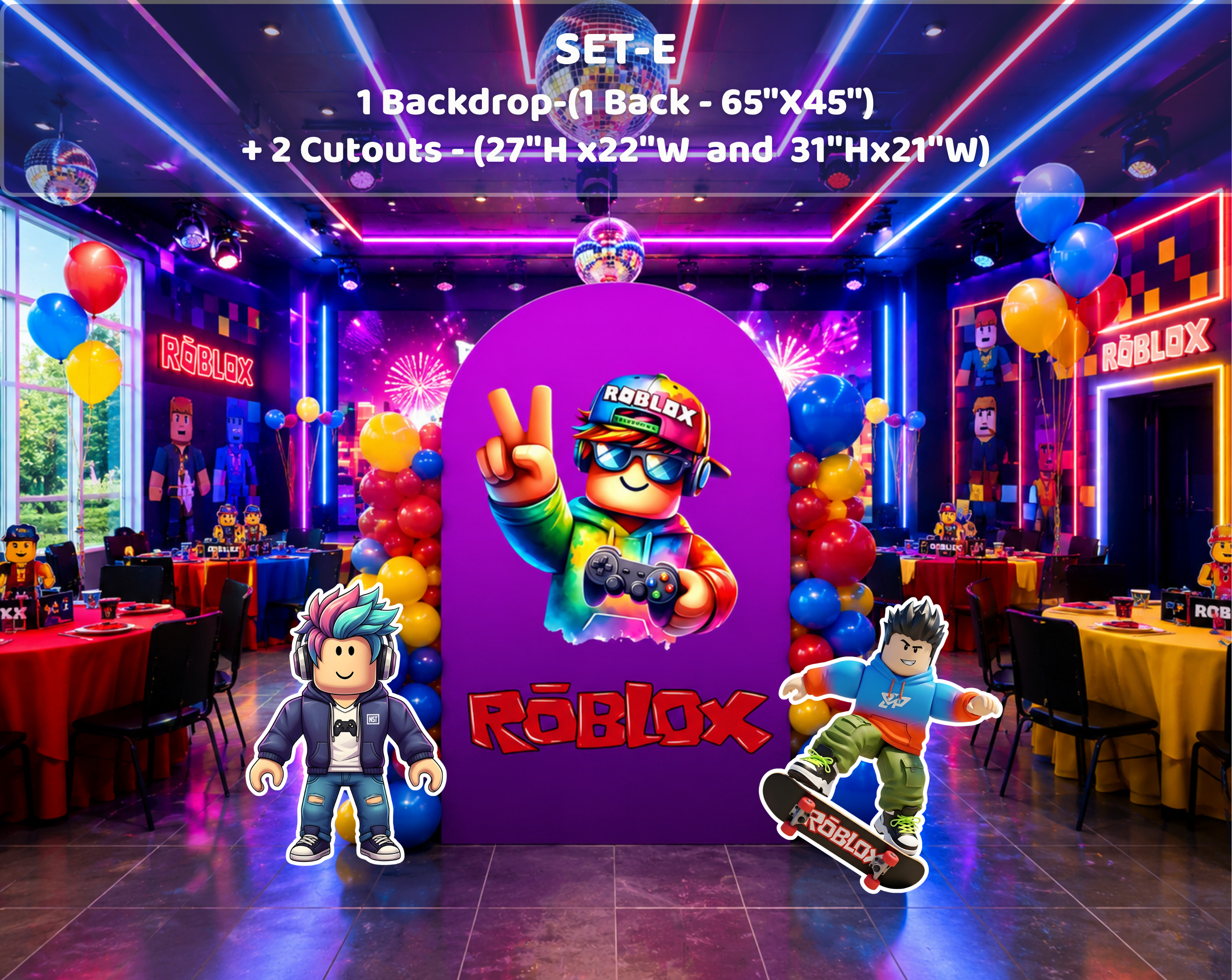 Block Game Birthday Backdrop & Cutouts | Personalized Gamer Party Decorations