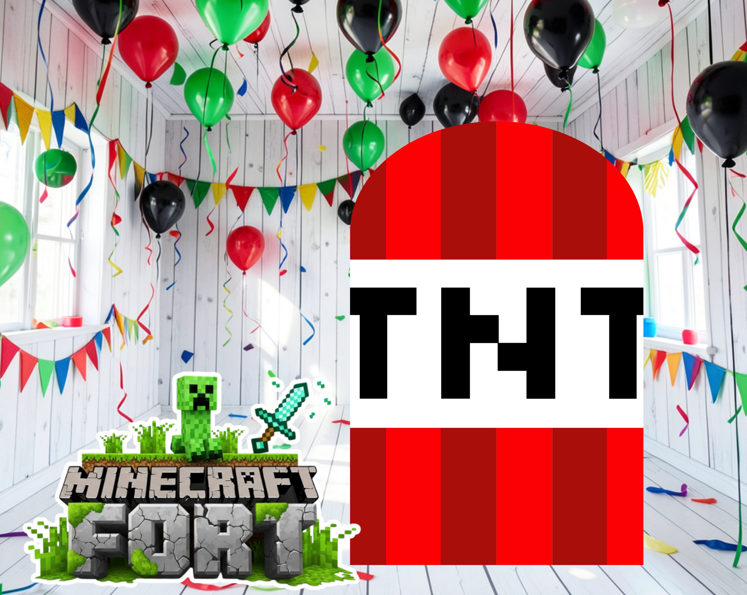 Pixel Game Birthday Backdrop & Cutouts | Personalized Block Game Party Decorations