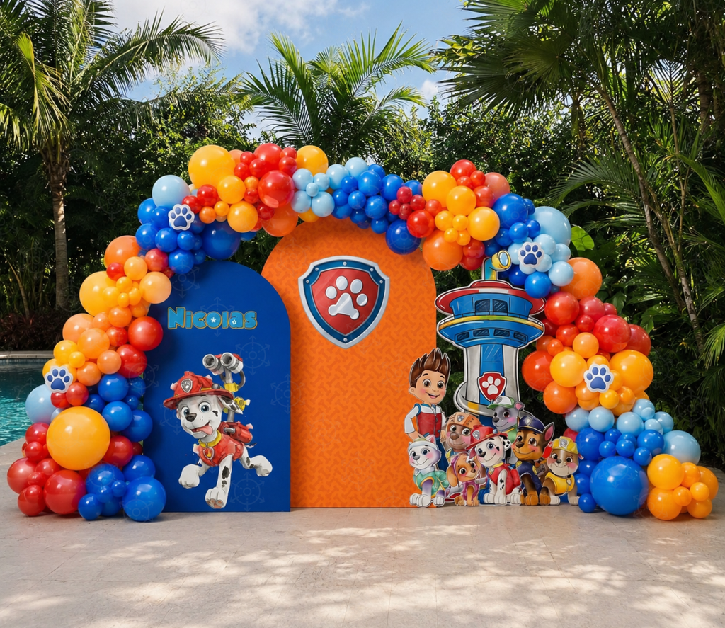 Puppy Rescue Birthday Backdrop & Cutouts | Personalized Dog Theme Kids Party Decorations