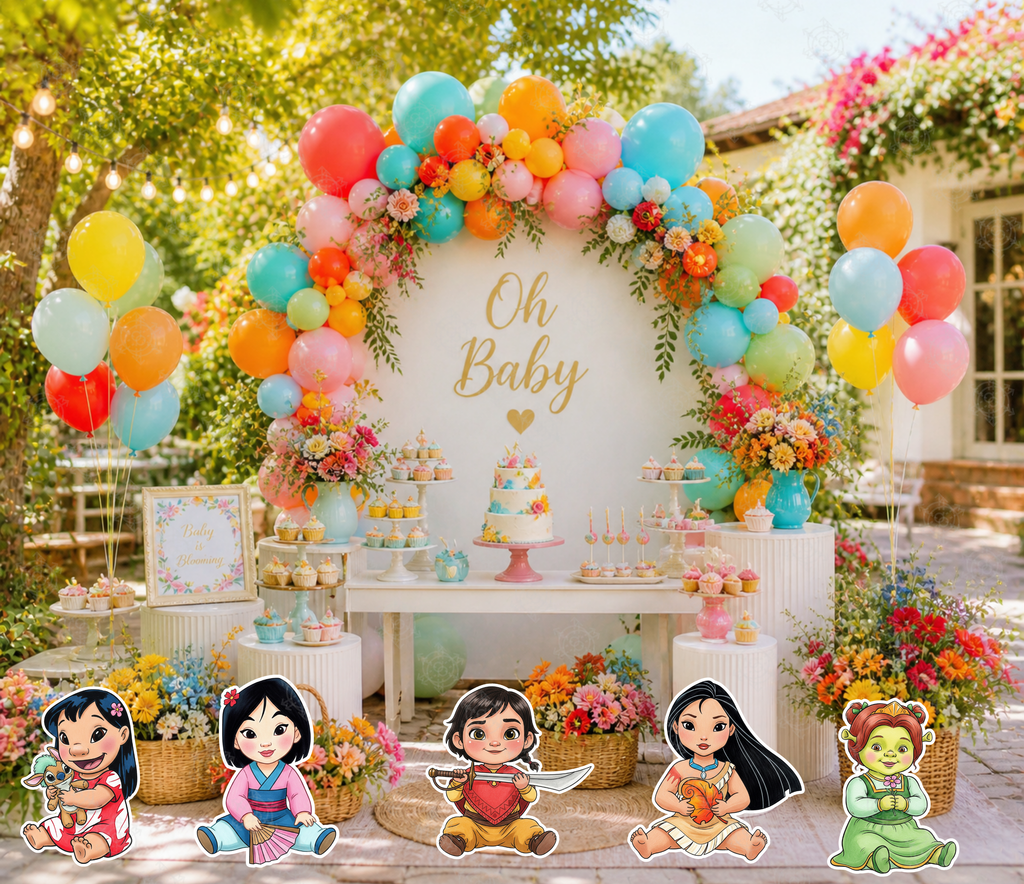 Baby Princess Birthday Backdrop & Cutouts | Personalized Royal Baby Shower Party Decorations