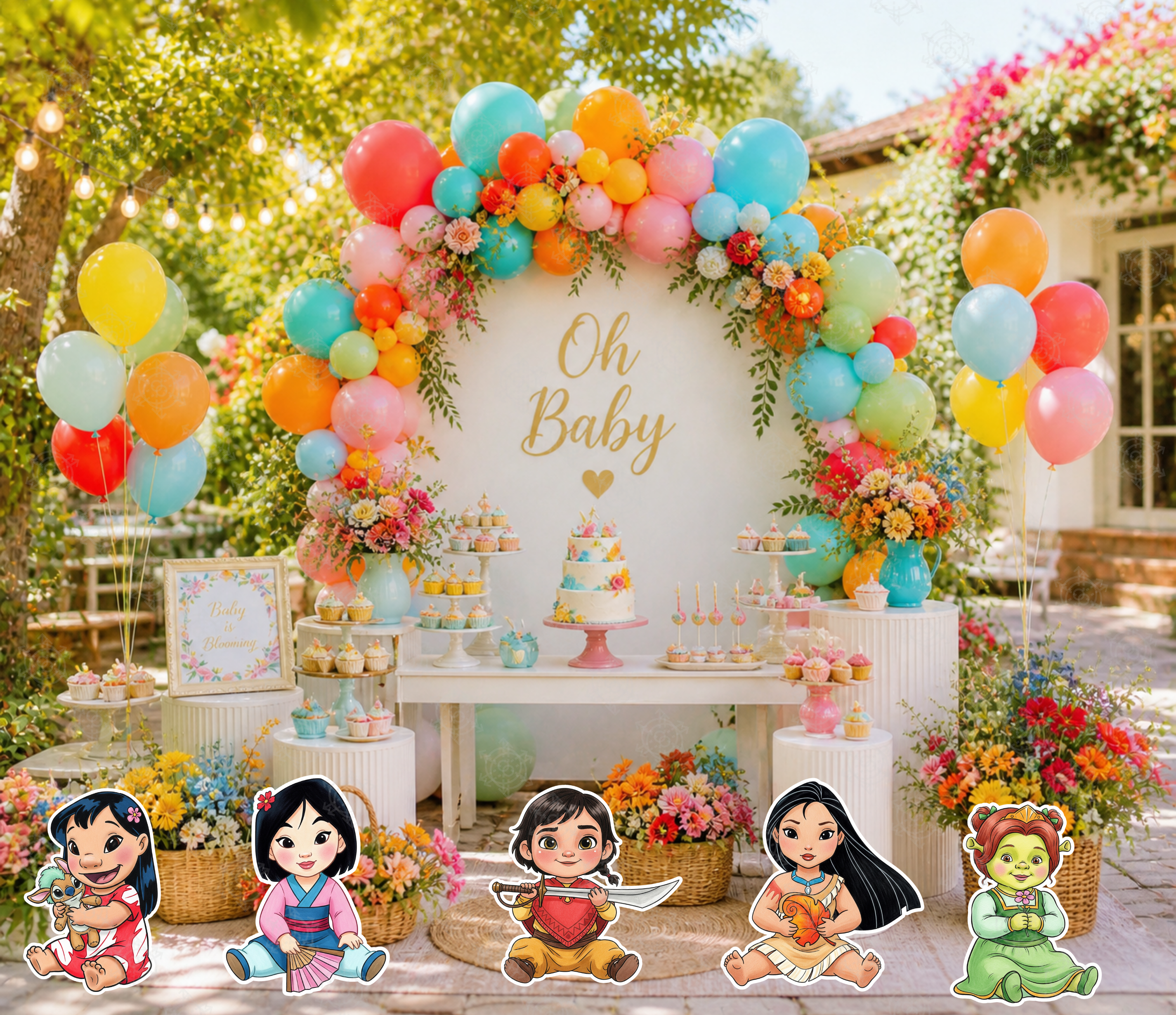 Baby Princess Birthday Backdrop & Cutouts | Personalized Royal Baby Shower Party Decorations