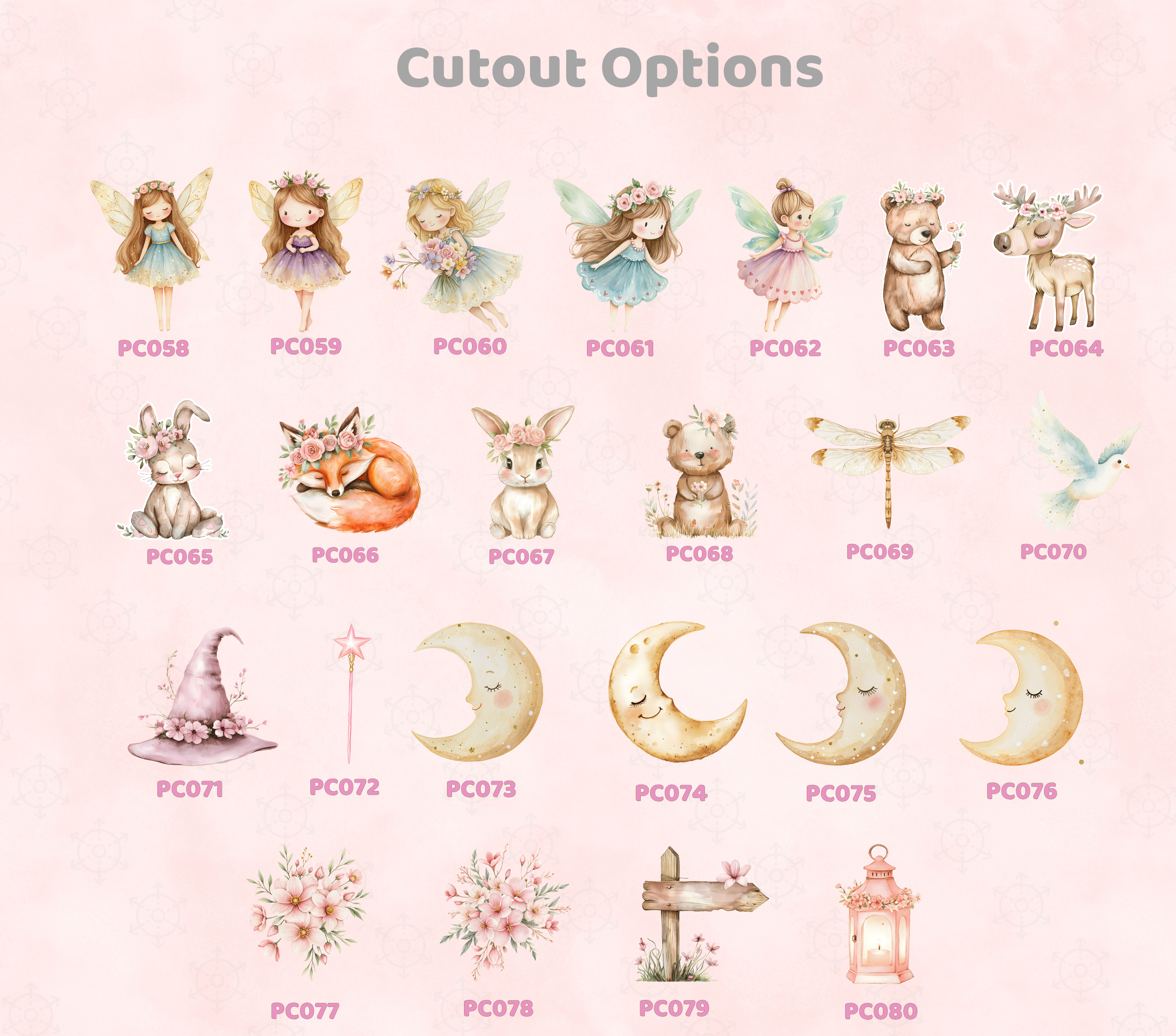 Personalized Pink Fairy Birthday Backdrop & Cutouts Set | Enchanted First Birthday Decorations