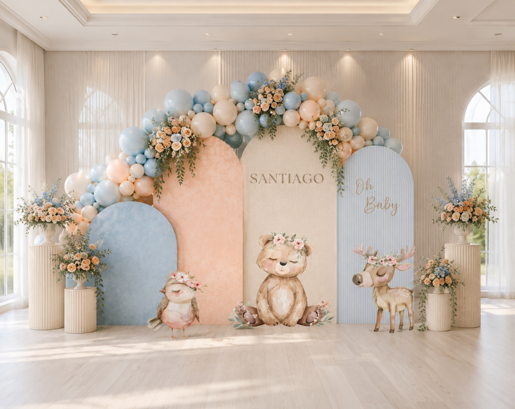 Custom Woodland Baby Shower Backdrop & Animal Cutouts | Forest First Birthday Party Decor