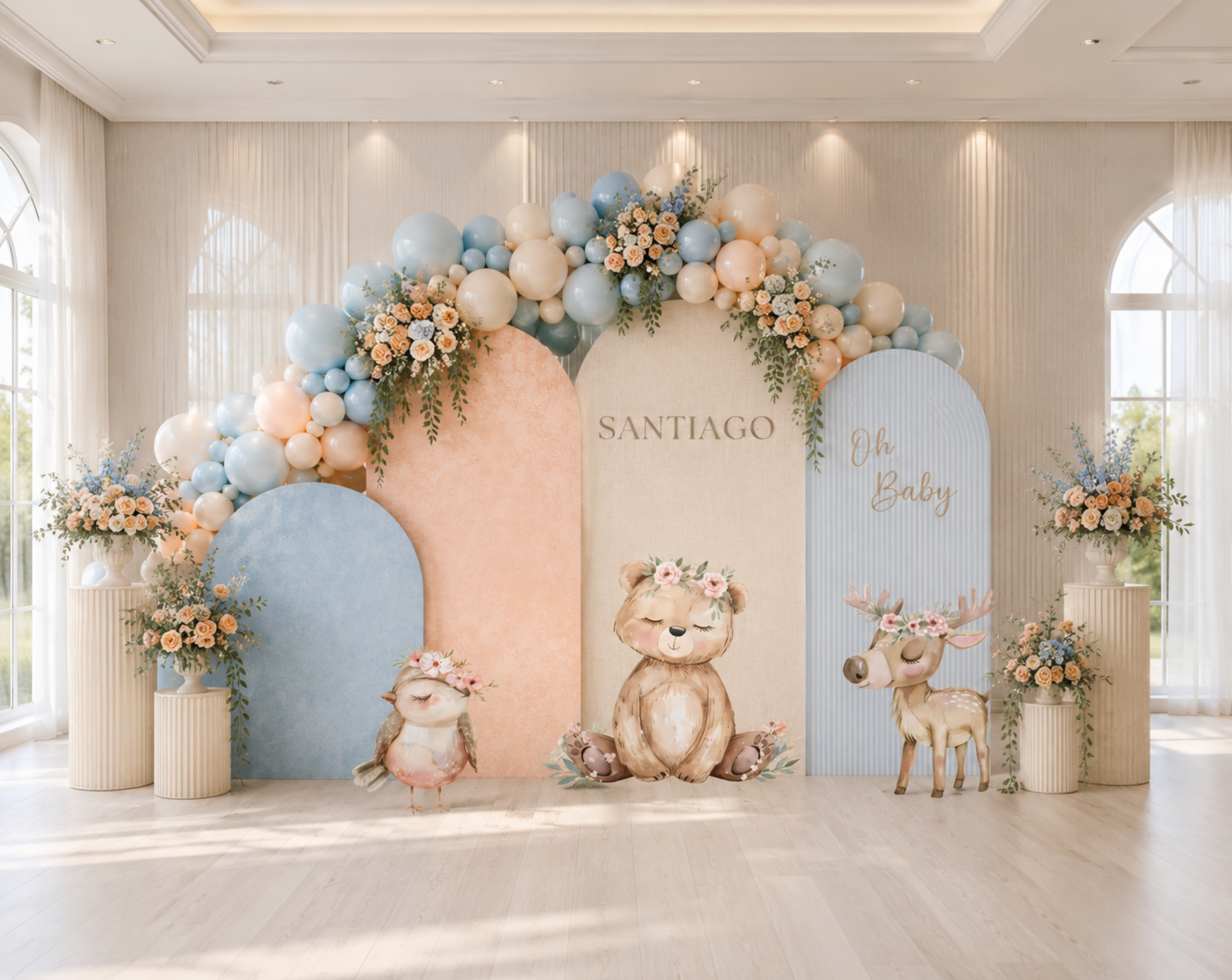 Custom Woodland Baby Shower Backdrop & Animal Cutouts | Forest First Birthday Party Decor