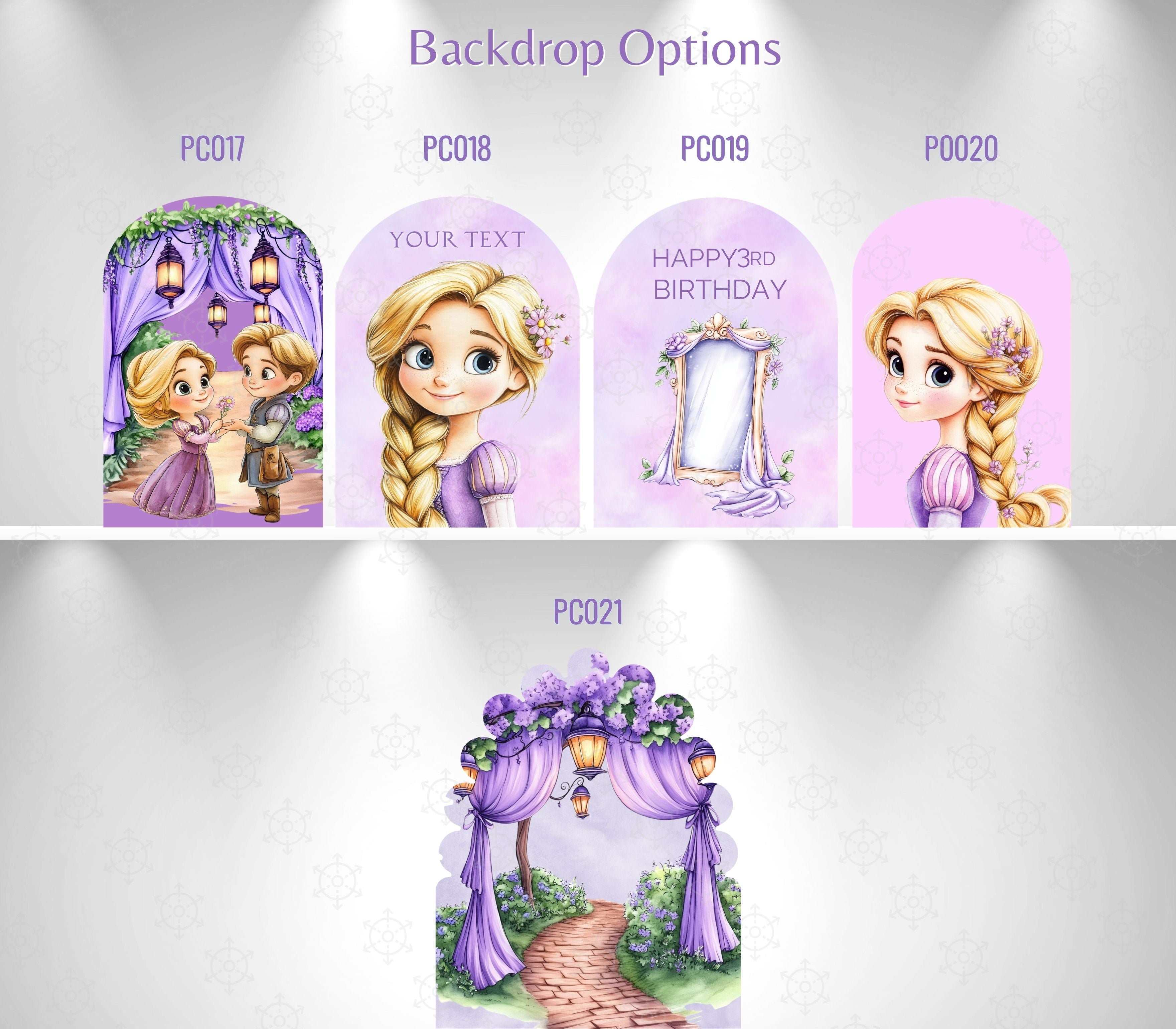 Personalized Long Hair Princess Birthday Backdrop & Cutouts Set | Fairytale Party Decorations