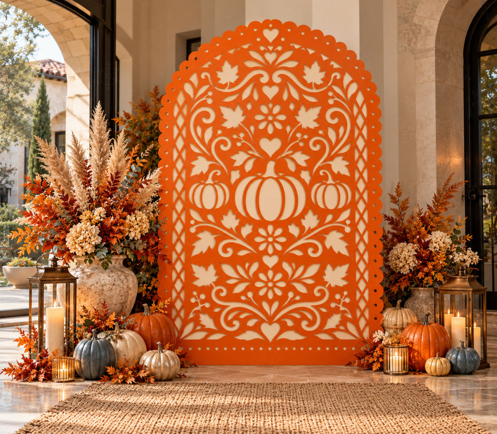 Autumn Pumpkin Birthday Backdrop | Fall Papel Picado Party Decor