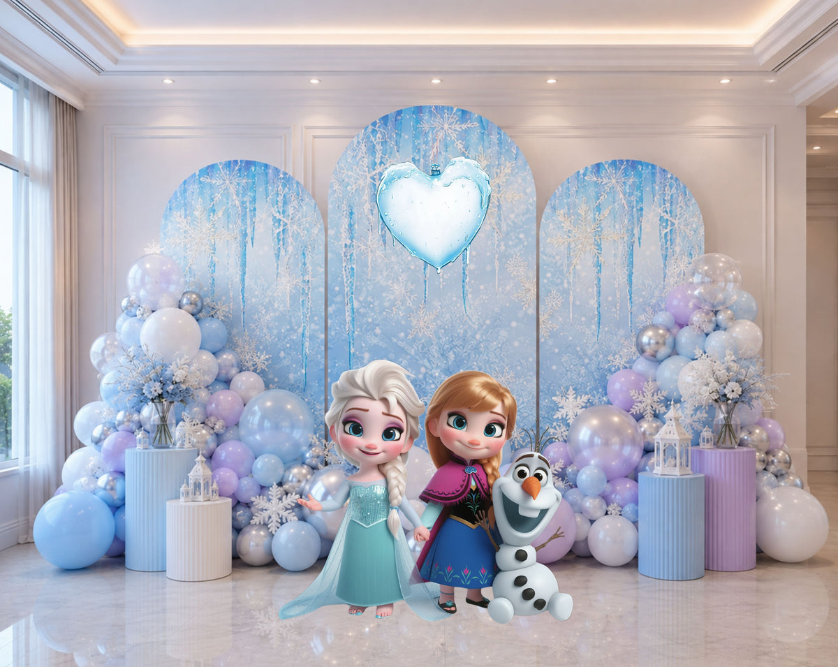 Baby Ice Princess Birthday Backdrop & Cutouts | Cute Winter Princess Party Decorations