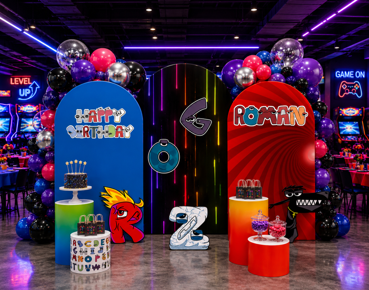 Custom Alphabet Lore Birthday Backdrop & Character Cutouts | Personalized Kids Party Decorations