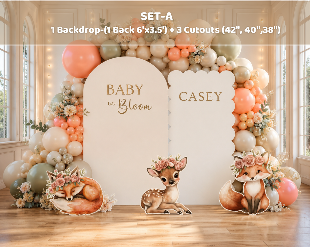Custom Woodland Baby Shower Backdrop & Animal Cutouts | Forest First Birthday Party Decor