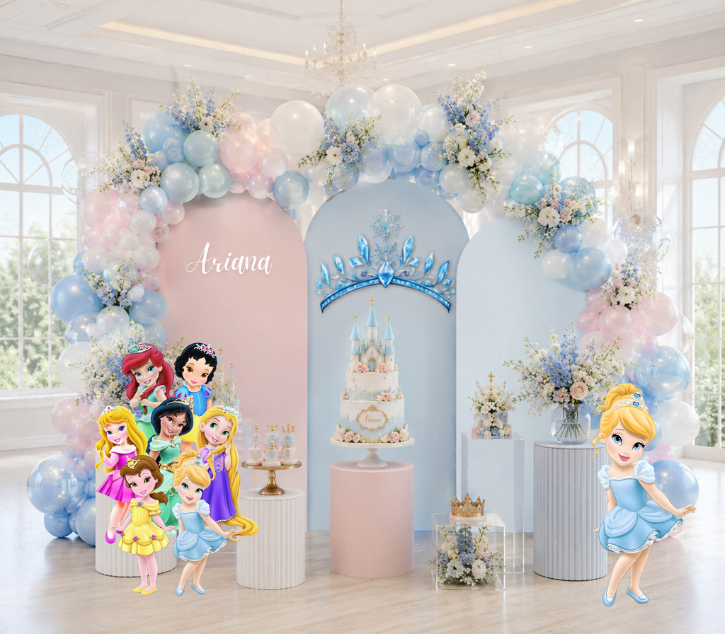 Royal Princess Birthday Backdrop & Cutouts | Personalized Pastel Princess Party Decorations