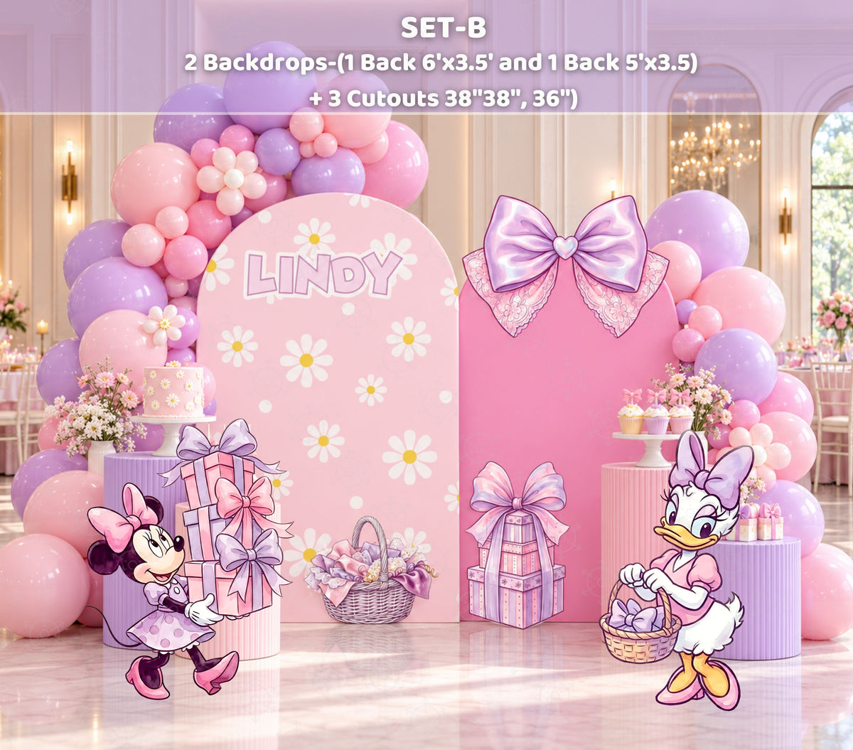 Bow-Tique Birthday Backdrop & Cutouts | Pink Bow Party Decor
