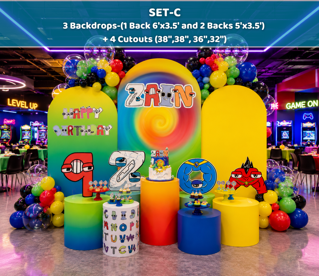 Custom Alphabet Lore Birthday Backdrop & Character Cutouts | Personalized Kids Party Decorations