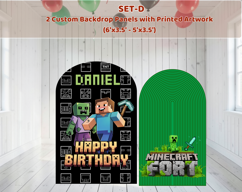 Pixel Game Birthday Backdrop & Cutouts | Personalized Block Game Party Decorations