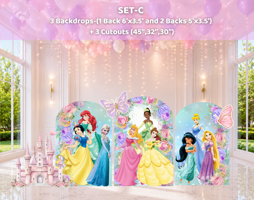 Custom Princess-Inspired Birthday Backdrop & Cutouts | Floral Fairy Party Decorations