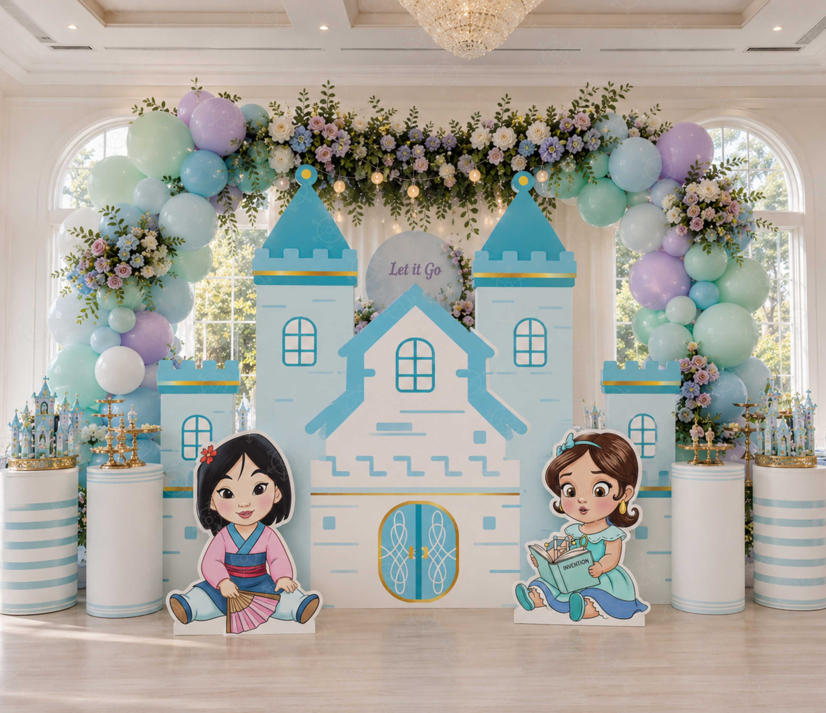 Baby Princess Birthday Backdrop & Cutouts | Personalized Royal Baby Shower Party Decorations
