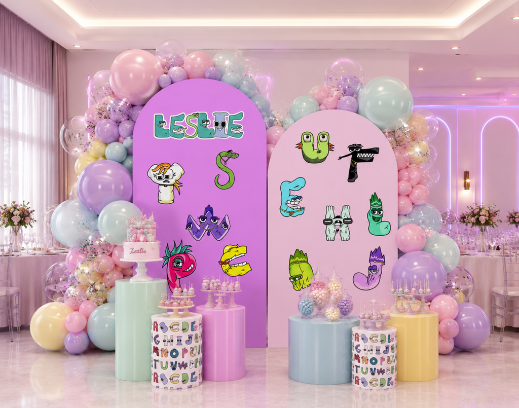 Custom Alphabet Lore Birthday Backdrop & Character Cutouts | Personalized Kids Party Decorations