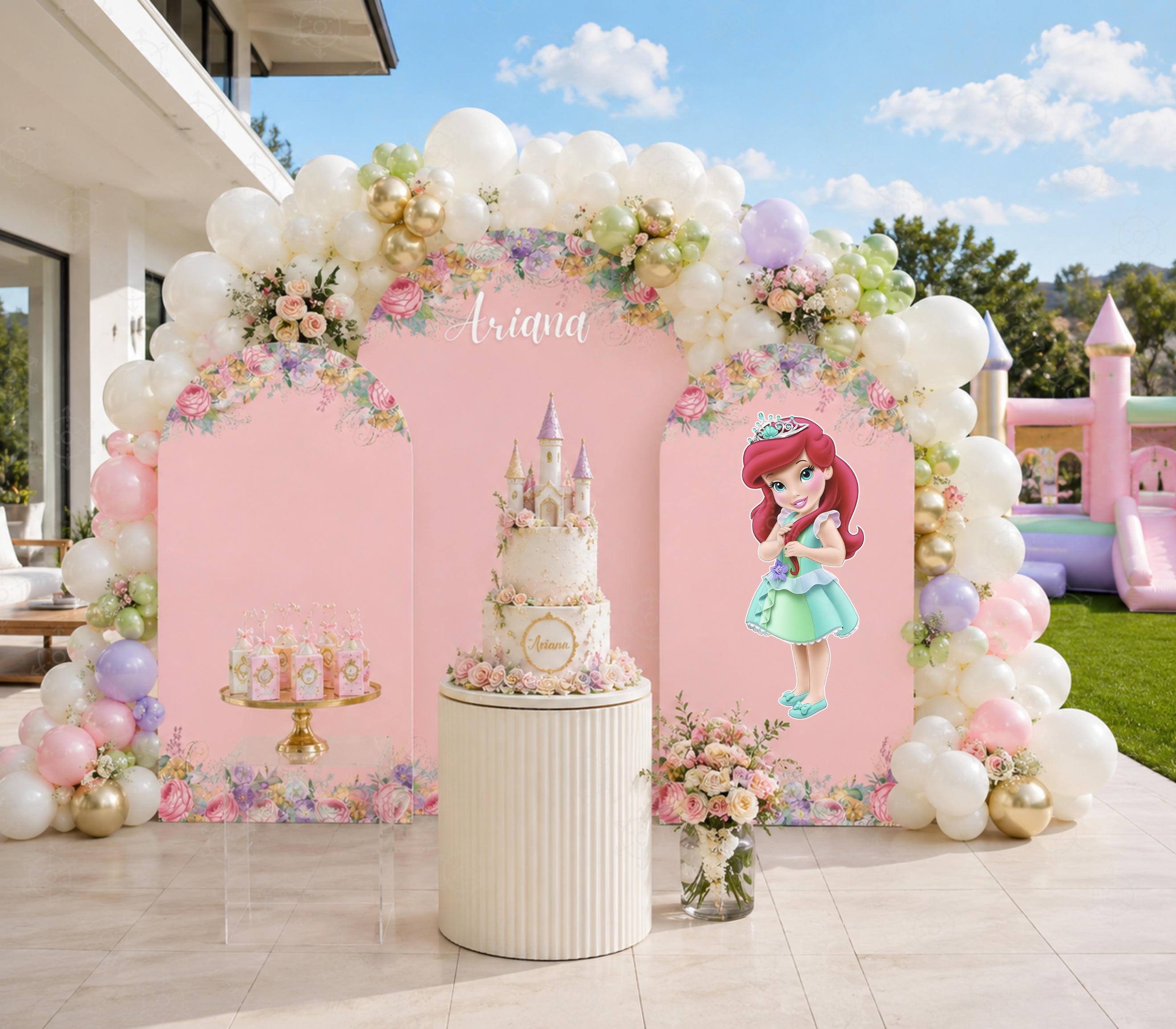 Royal Princess Birthday Backdrop & Cutouts | Personalized Pastel Princess Party Decorations