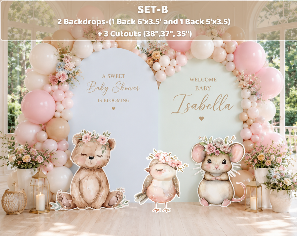 Custom Woodland Baby Shower Backdrop & Animal Cutouts | Forest First Birthday Party Decor