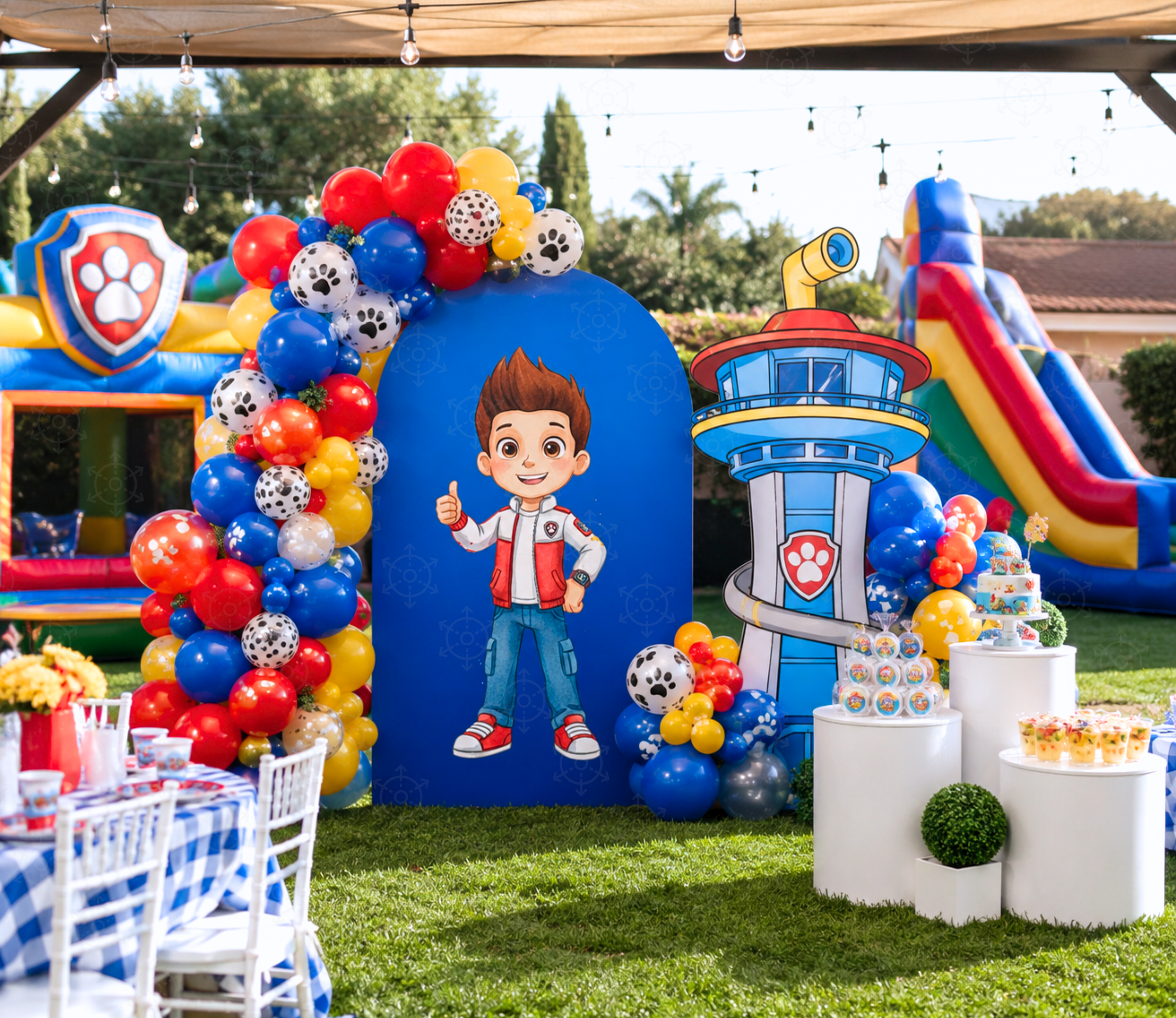 Puppy Rescue Birthday Backdrop & Cutouts | Personalized Dog Theme Kids Party Decorations