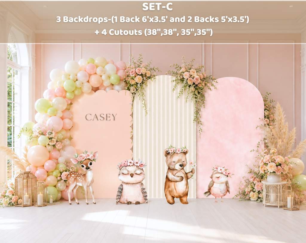 Custom Woodland Baby Shower Backdrop & Animal Cutouts | Forest First Birthday Party Decor