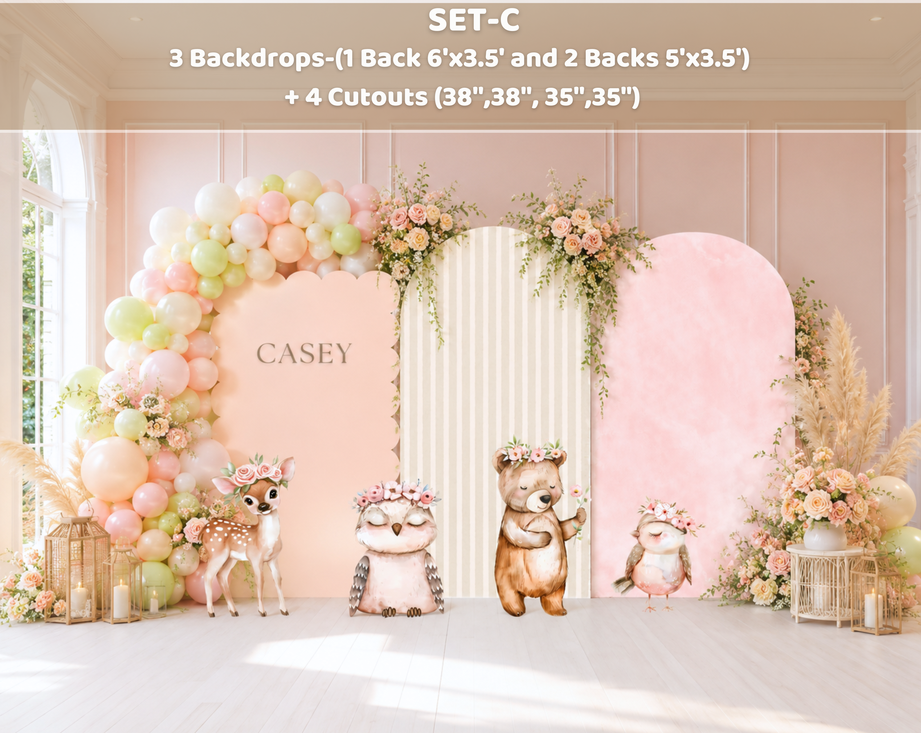 Custom Woodland Baby Shower Backdrop & Animal Cutouts | Forest First Birthday Party Decor