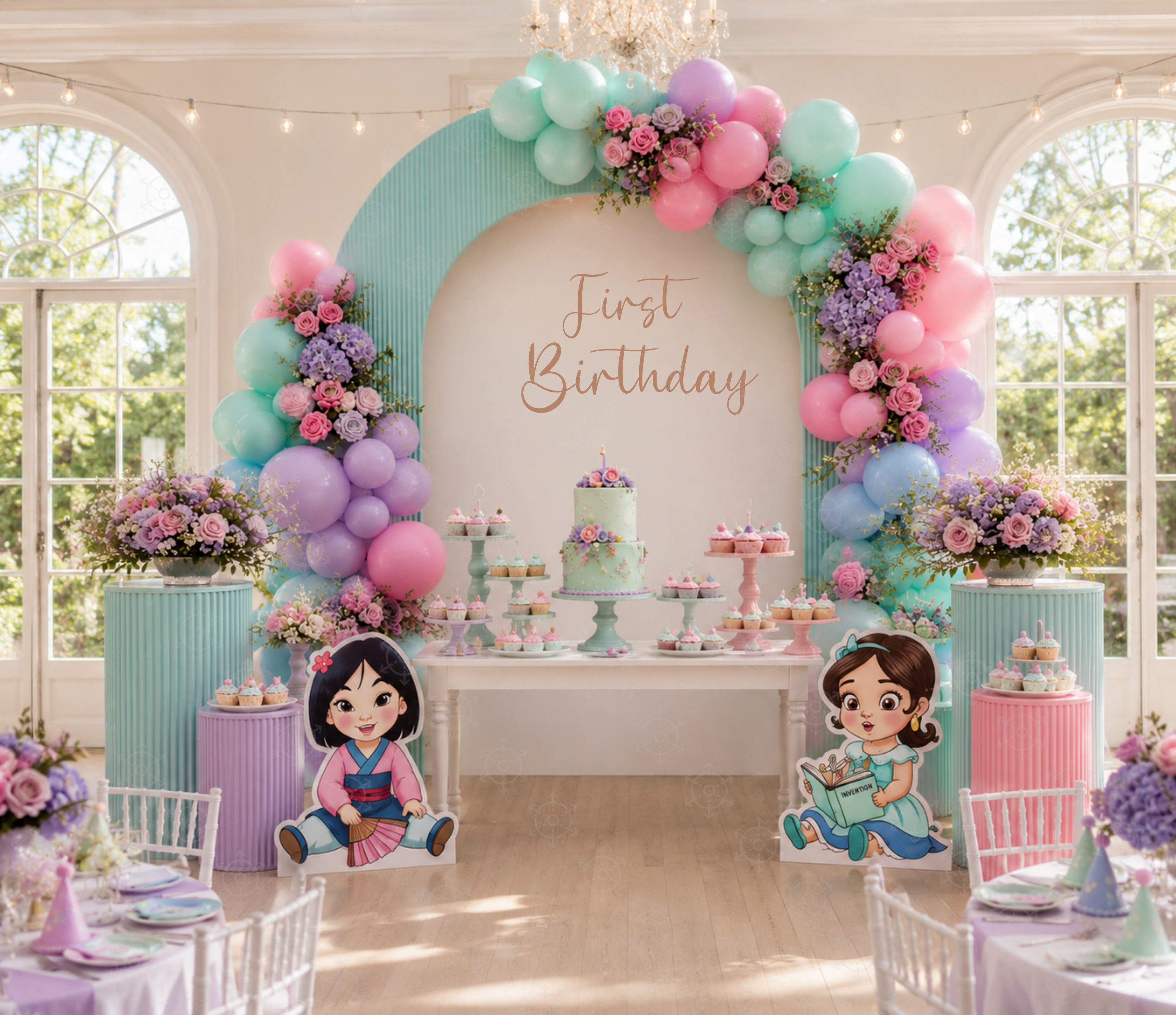 Baby Princess Birthday Backdrop & Cutouts | Personalized Royal Baby Shower Party Decorations