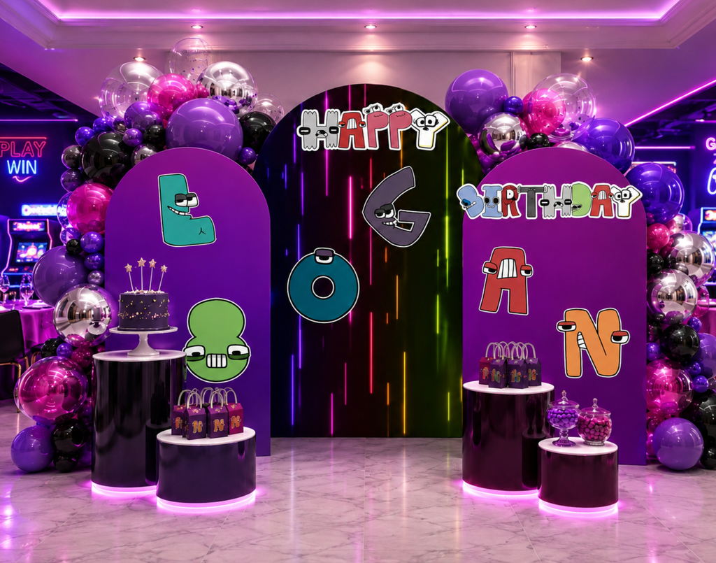 Custom Alphabet Lore Birthday Backdrop & Character Cutouts | Personalized Kids Party Decorations