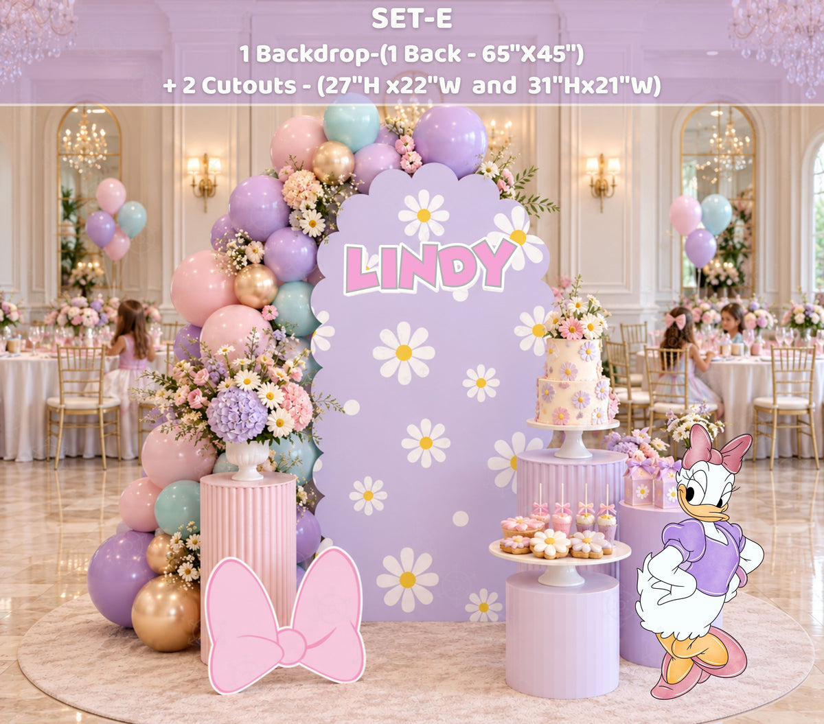 Bow-Tique Birthday Backdrop & Cutouts | Pink Bow Party Decor