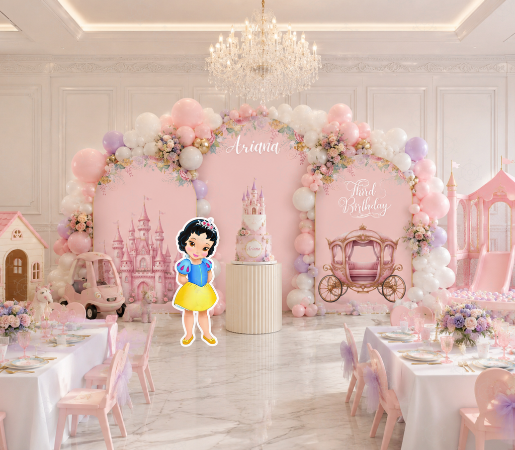 Royal Princess Birthday Backdrop & Cutouts | Personalized Pastel Princess Party Decorations