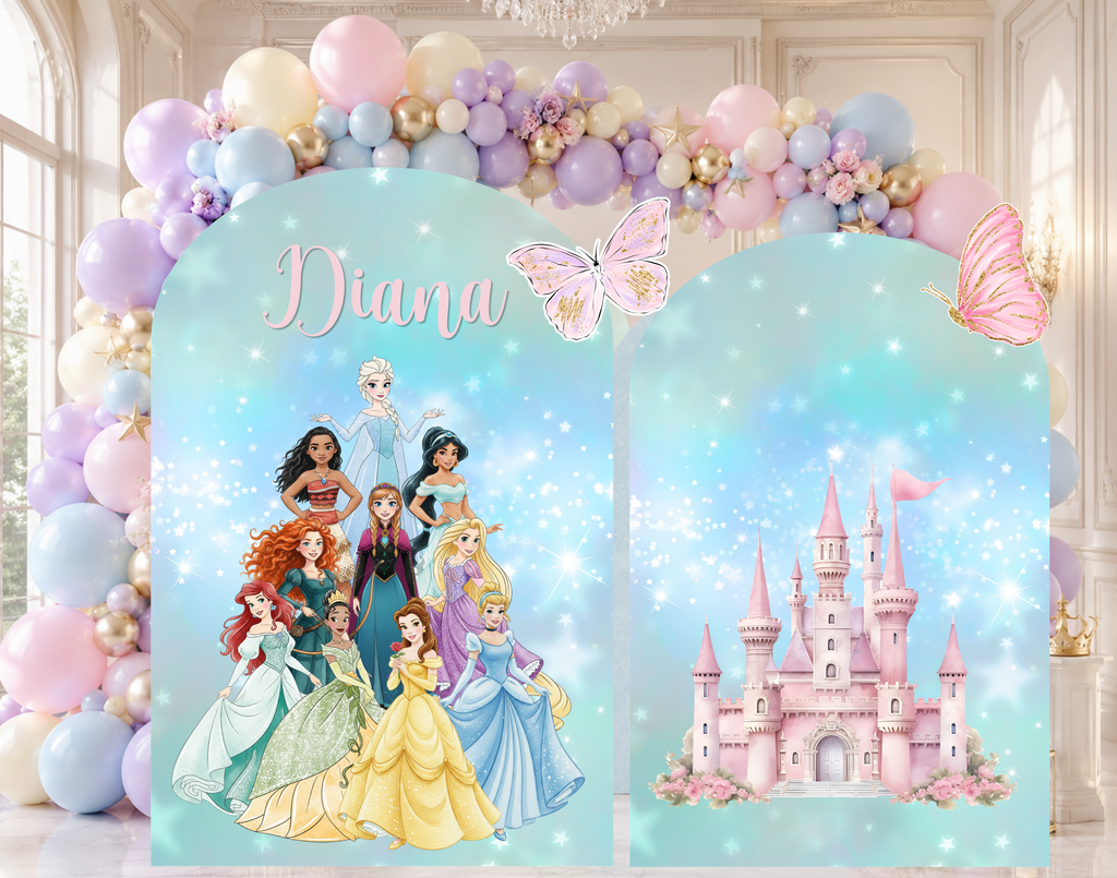 Custom Princess-Inspired Birthday Backdrop & Cutouts | Floral Fairy Party Decorations