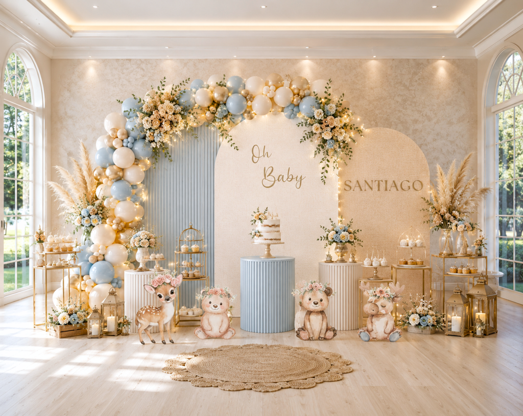 Custom Woodland Baby Shower Backdrop & Animal Cutouts | Forest First Birthday Party Decor