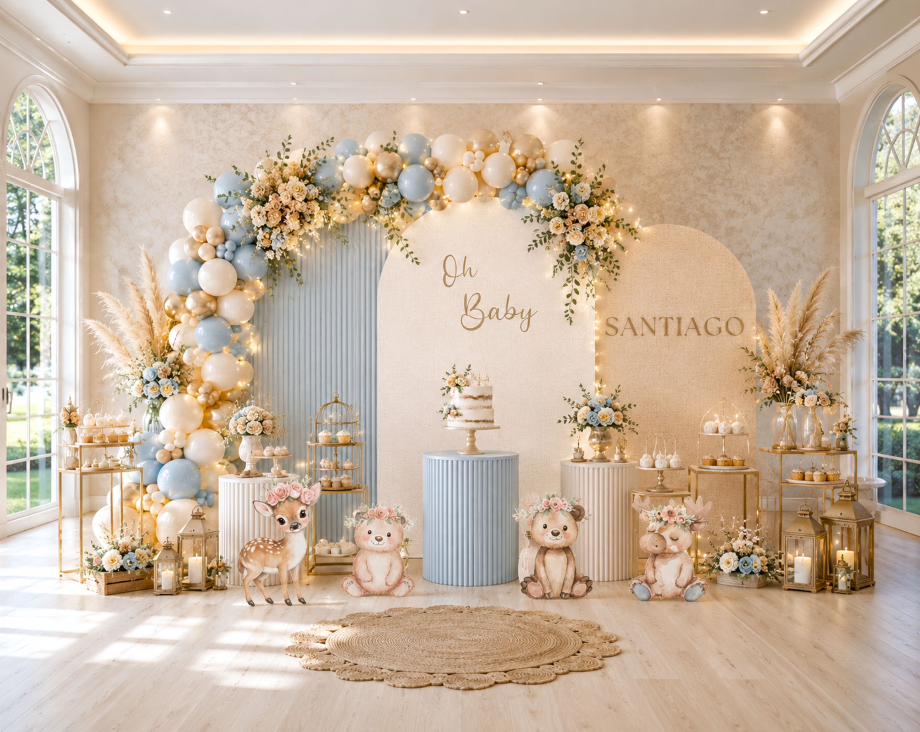 Custom Woodland Baby Shower Backdrop & Animal Cutouts | Forest First Birthday Party Decor