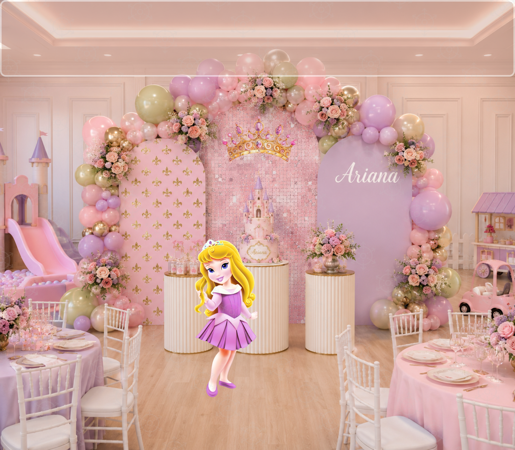 Royal Princess Birthday Backdrop & Cutouts | Personalized Pastel Princess Party Decorations