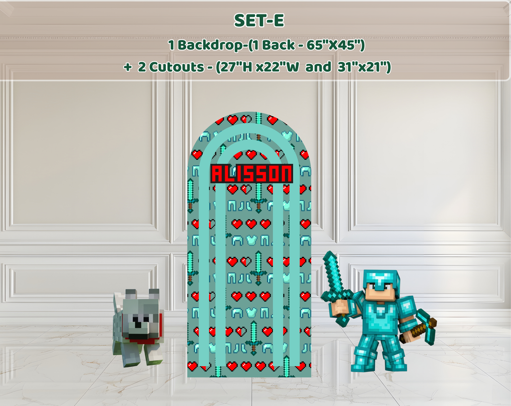 Pixel Game Birthday Backdrop & Cutouts | Personalized Block Game Party Decorations