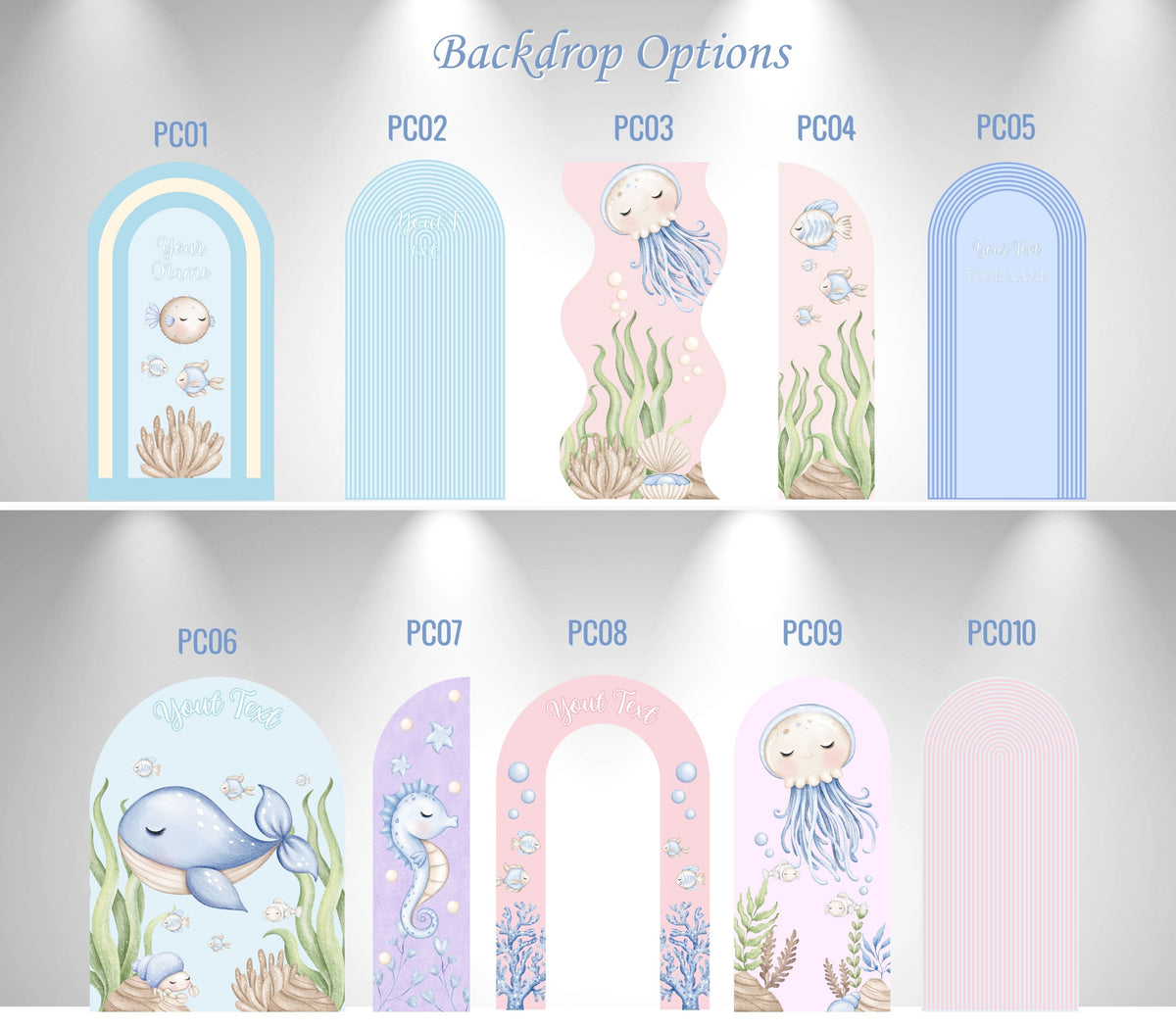 Cute Ocean Animals Birthday Backdrop & Cutouts Set | Personalized Under the Sea Party Decorations